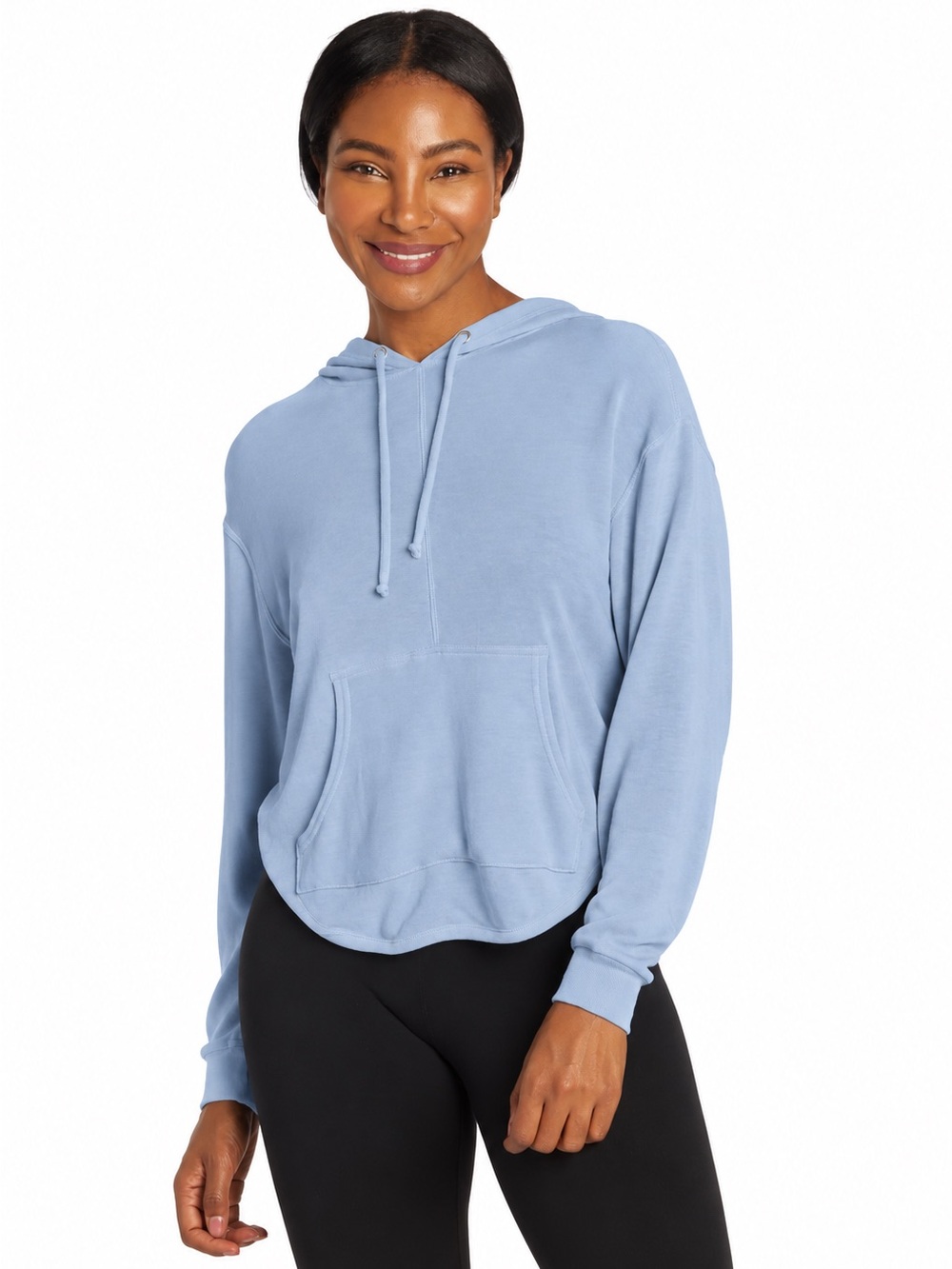 FP Movement Back Into It Hoodie Harbor Blue Size Large Open Back Free People - Picture 13 of 13